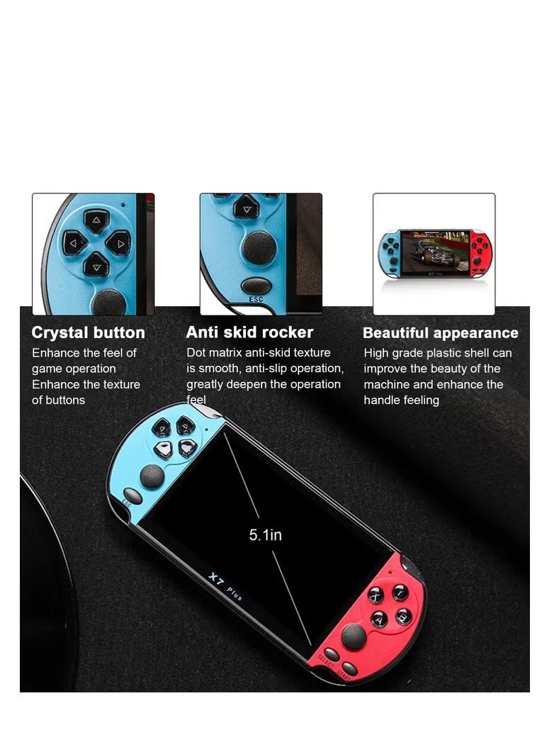 X7 Plus Handheld Video Game Console with Double Rocker Controller, 5.1-Inch Display, MP5 Multimedia Player, Portable Retro Gaming Device for Kids & Adults - Image 4